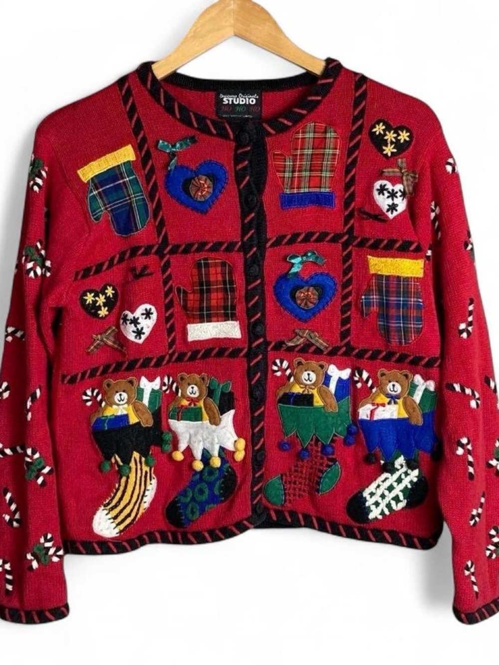 Vintage Designers Originals Studio Ugly Christmas Sweater Cardigan